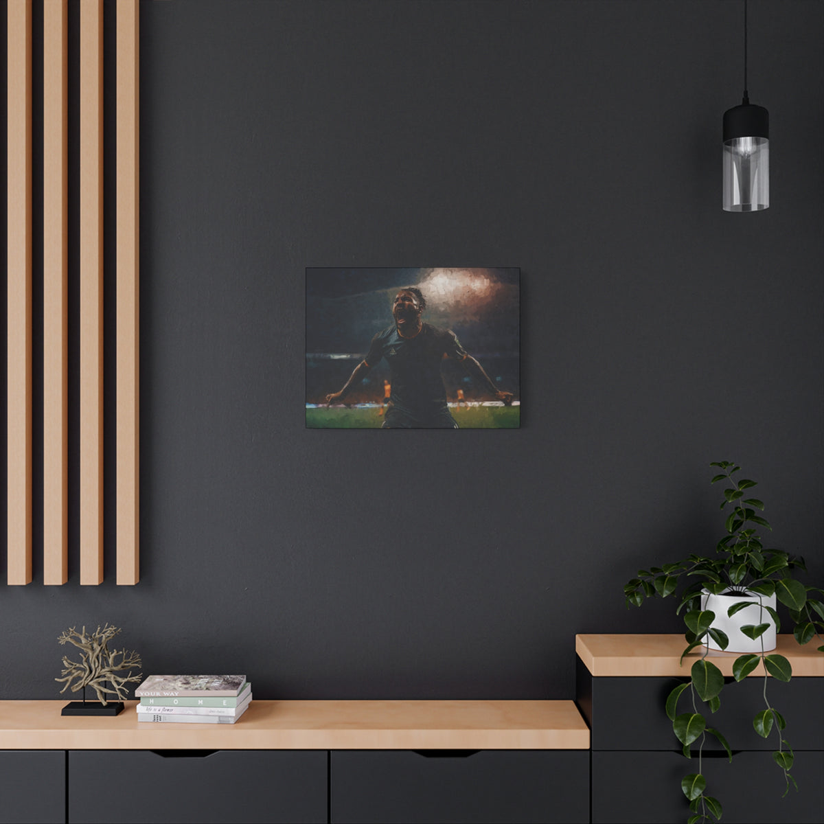 Celebrating Victory: Impressionist Soccer Art Print - Stretched Canvas Fine Art Poster, Ready to Hang - Perfect Football Fan Gift.