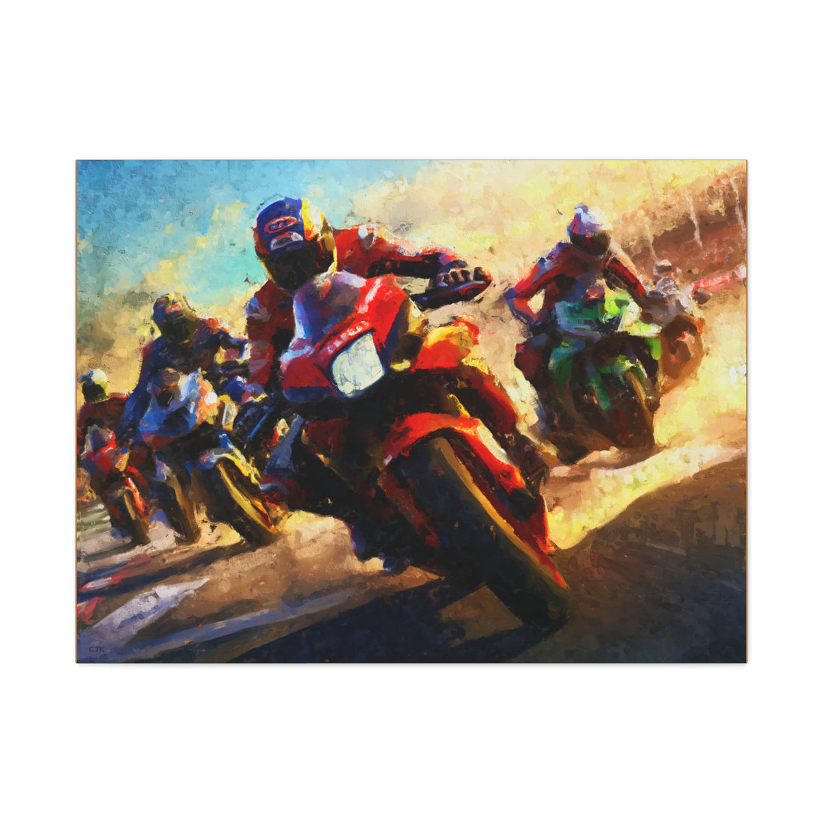 Impressionist MotoGP Riders Canvas: Fine Art Print Poster- Ready to Hang, Wall Art MotoGP Gift