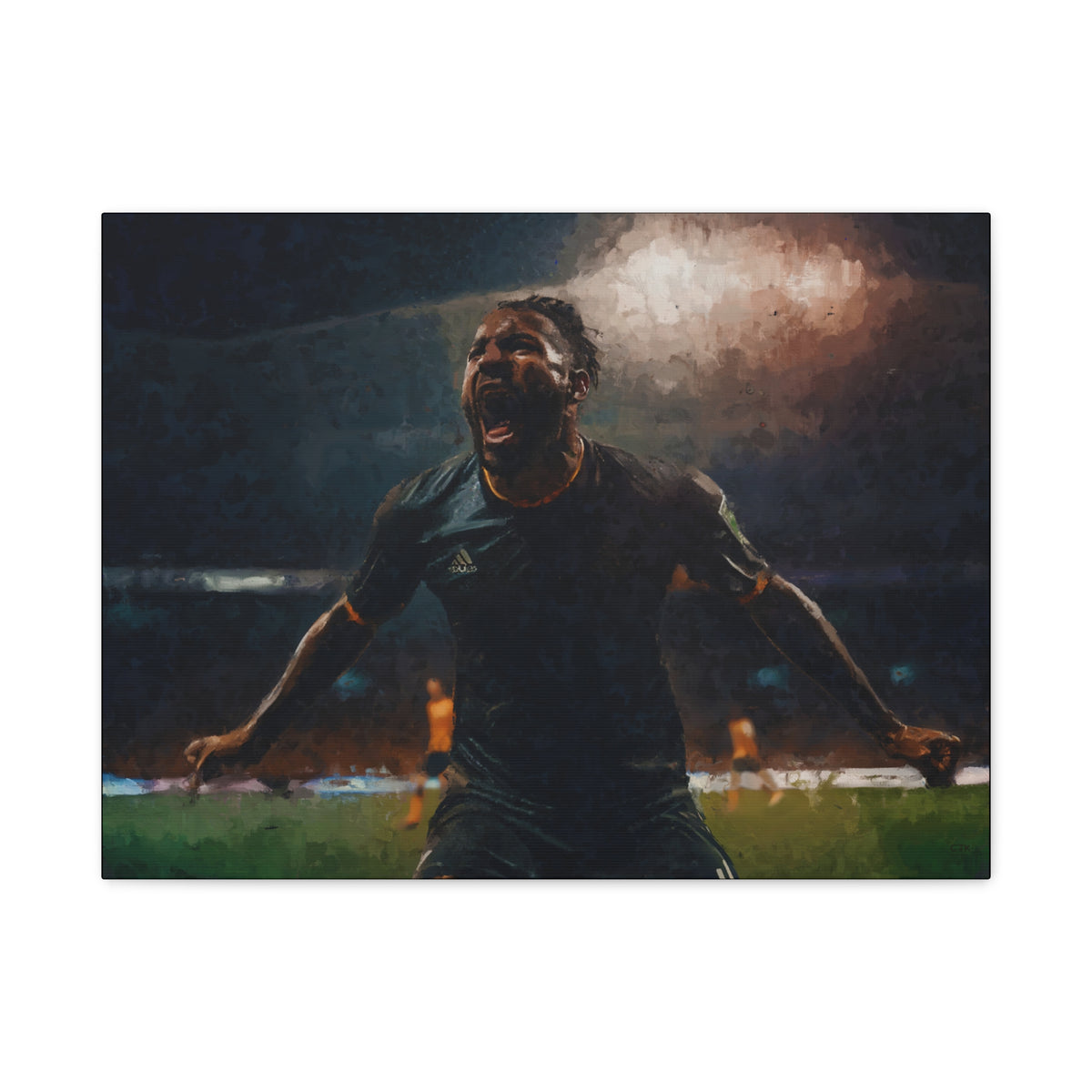 Celebrating Victory: Impressionist Soccer Art Print - Stretched Canvas Fine Art Poster, Ready to Hang - Perfect Football Fan Gift.