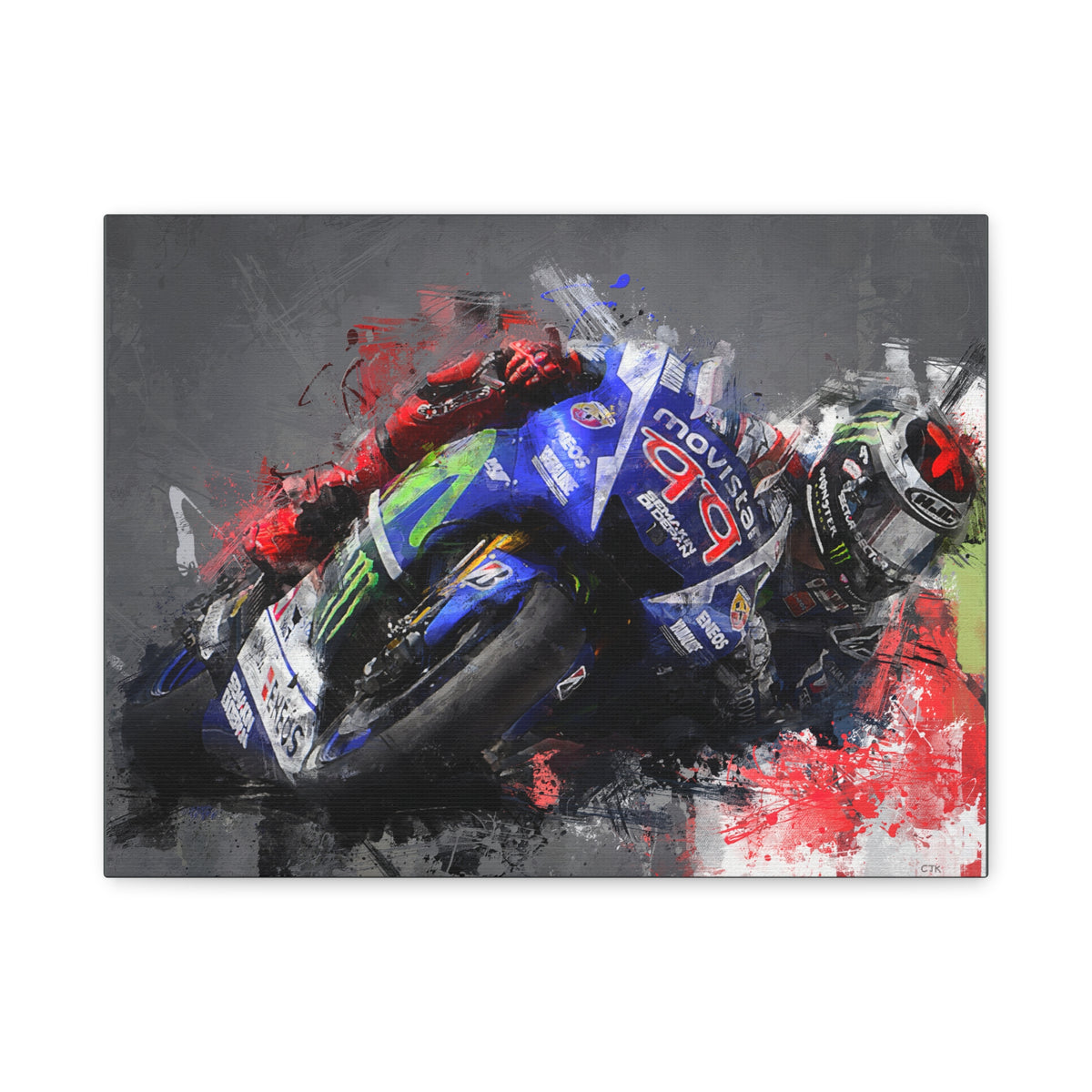 Speed Unleashed: Stretched Canvas Fine Art MotoGP Print Poster - Ready to Hang, Wall Art MotoGP Gift
