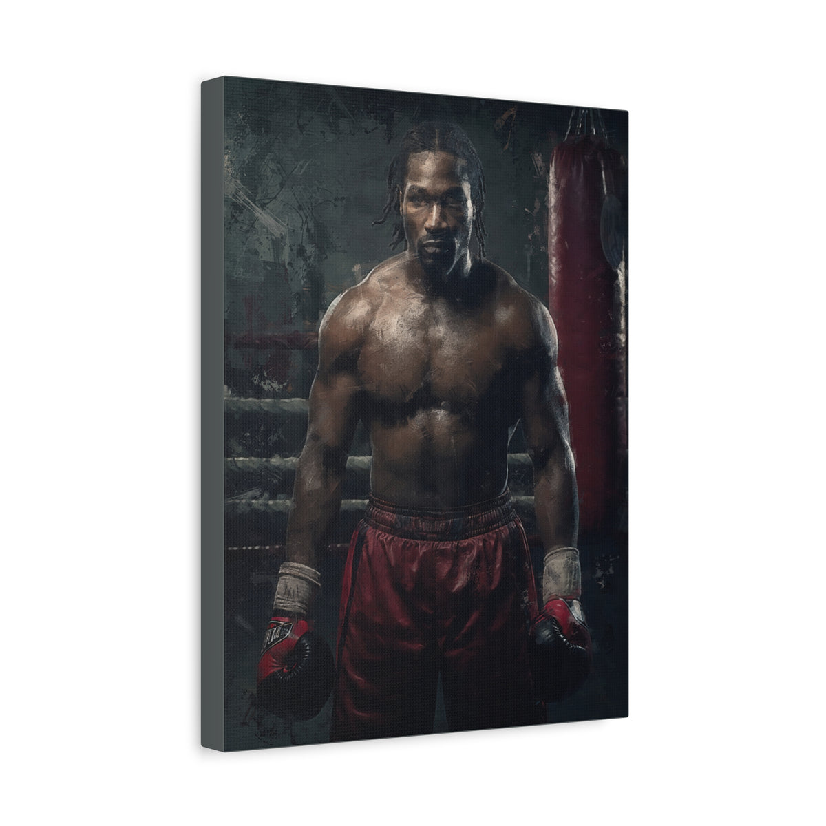 Lennox Lewis: Dynamic Boxing Brilliance - Stretched Canvas Fine Art Boxing Print Poster, Ready to Hang, Wall Art Boxing Gift