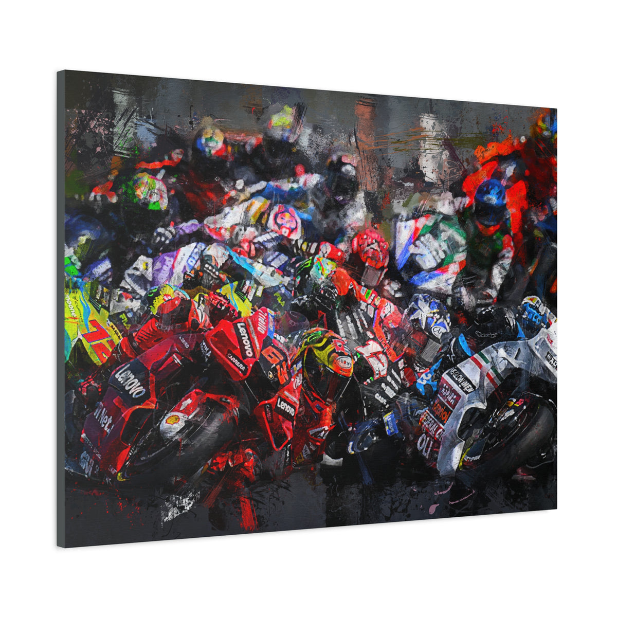 MotoGP Start Line Masterpiece: Stretched Canvas Fine Art Print Poster - Ready to Hang, the Ultimate Wall Art MotoGP Gift