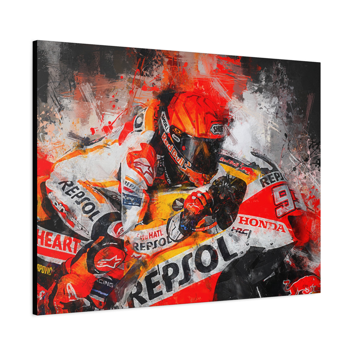 Racing Passion Unleashed: Stretched Canvas Fine Art MotoGP Print Poster - Ready to Hang, Wall Art MotoGP Gift