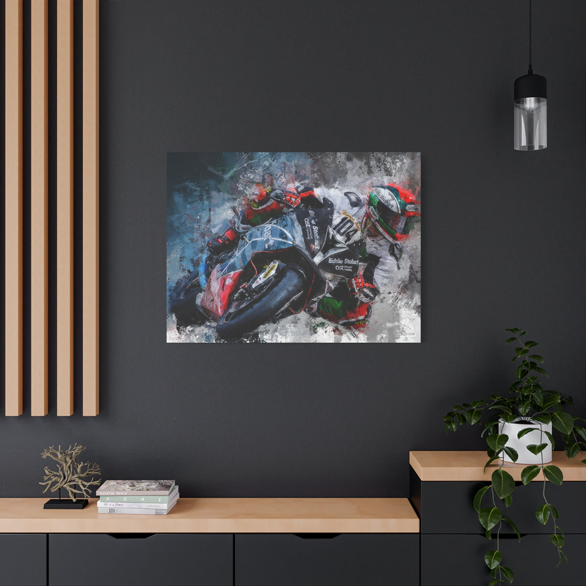 Adrenaline Unleashed: Stretched Canvas Fine Art MotoGP Print Poster - Ready to Hang, Wall Art MotoGP Gift