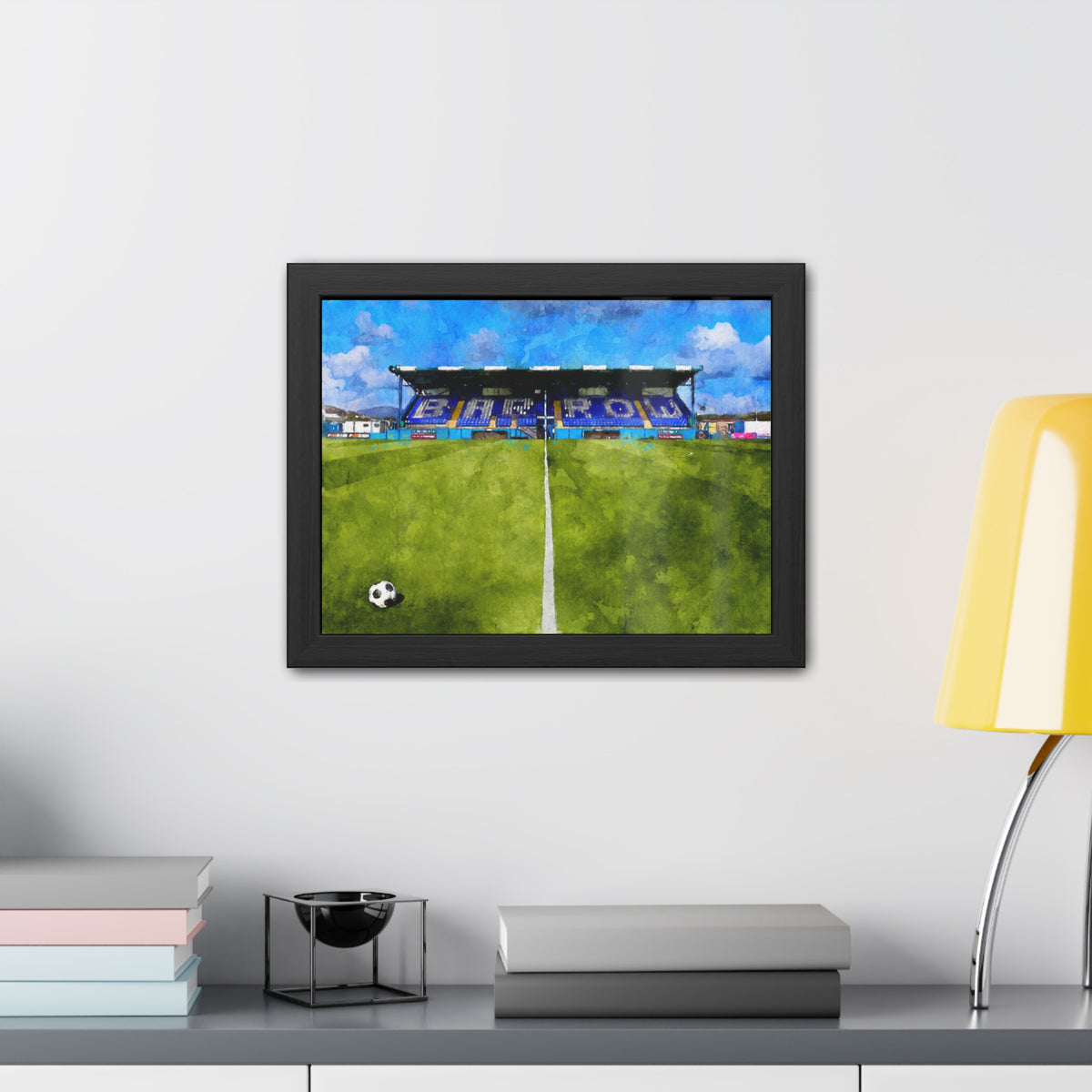 Barrow Holker Street Watercolour Fine Art Painting - Ready to Hang Framed Print Poster, Football Wall Art, Soccer Fan Gift