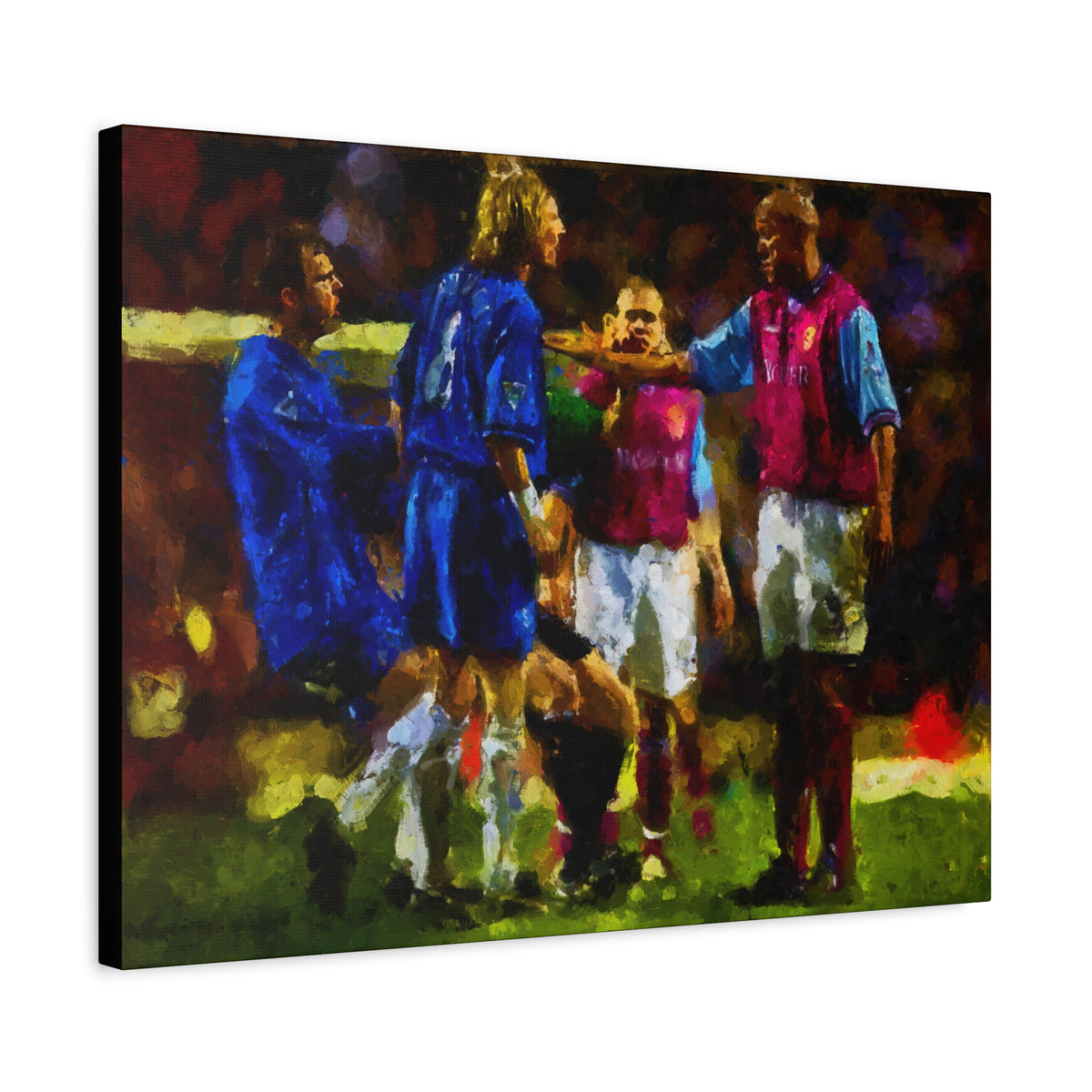 Birmingham vs. Villa Derby Ready to Hang Framed Impressionist Fine Art Painting Print Poster, Football Wall Art, Soccer Fan Gift