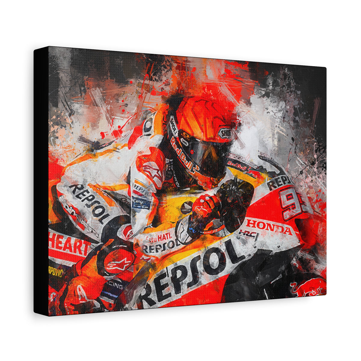 Racing Passion Unleashed: Stretched Canvas Fine Art MotoGP Print Poster - Ready to Hang, Wall Art MotoGP Gift