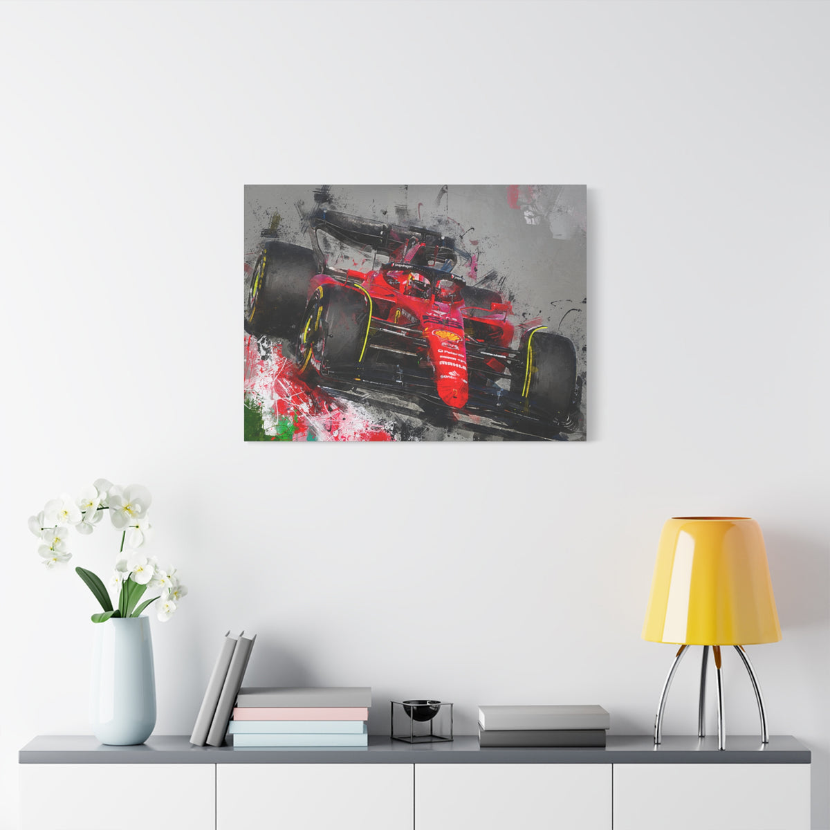 Speed and Style Unleashed: Stretched Canvas Fine Art F1 Print Poster - Ready to Hang, Wall Art Formula One Gift