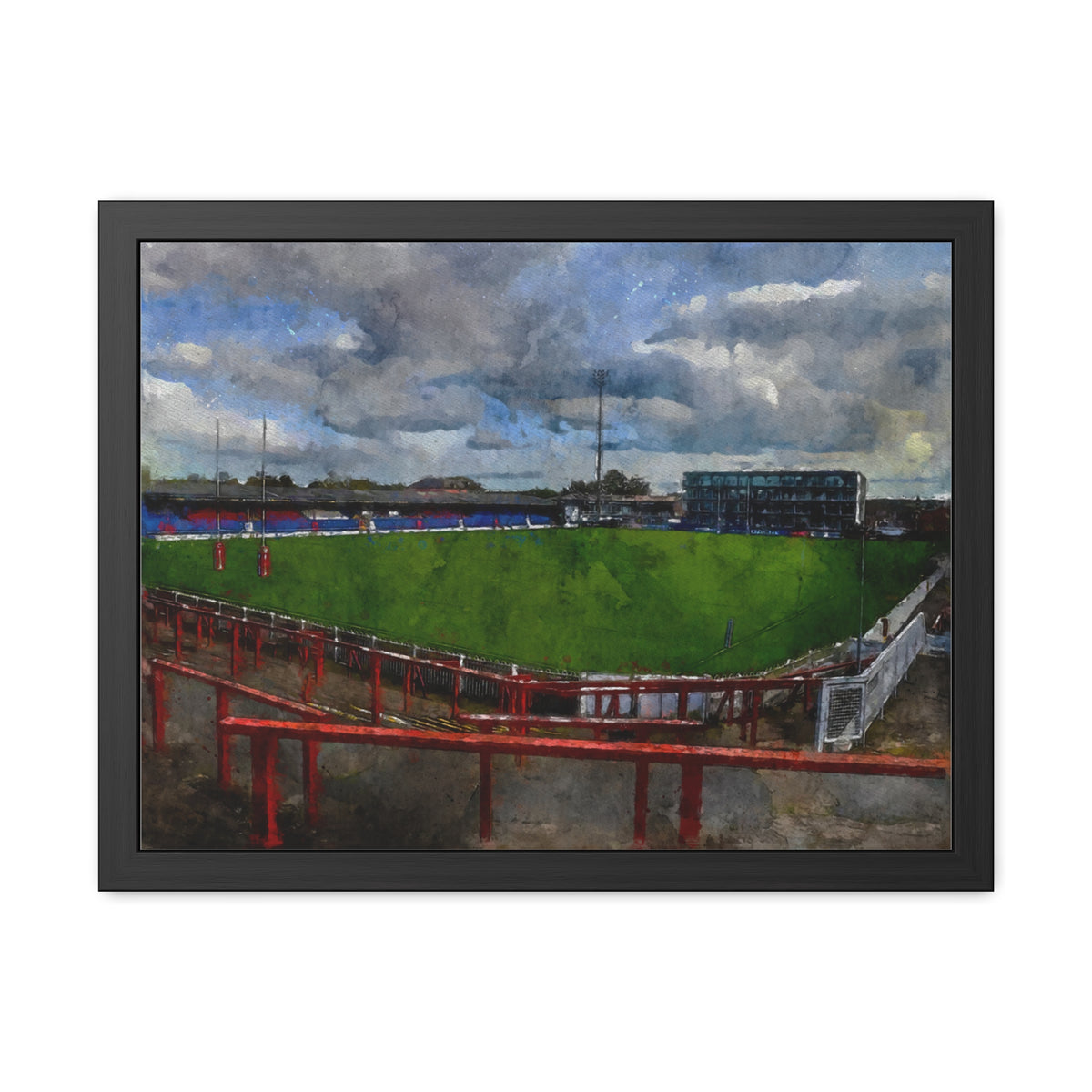 Belle Vue Reverie: Wakefield Painting - Ready to Hang Framed Fine Art Rugby Print Poster, Wildcats Rugby Fan Gift