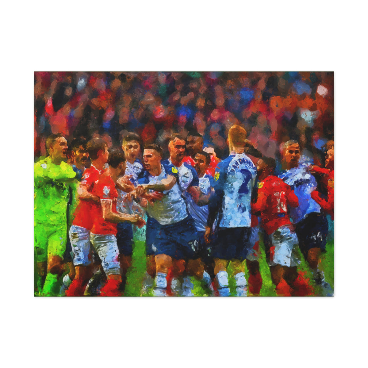 Blackpool vs. PNE Derby Ready to Hang Framed Impressionist Fine Art Painting Print Poster, Football Wall Art, Soccer Fan Gift