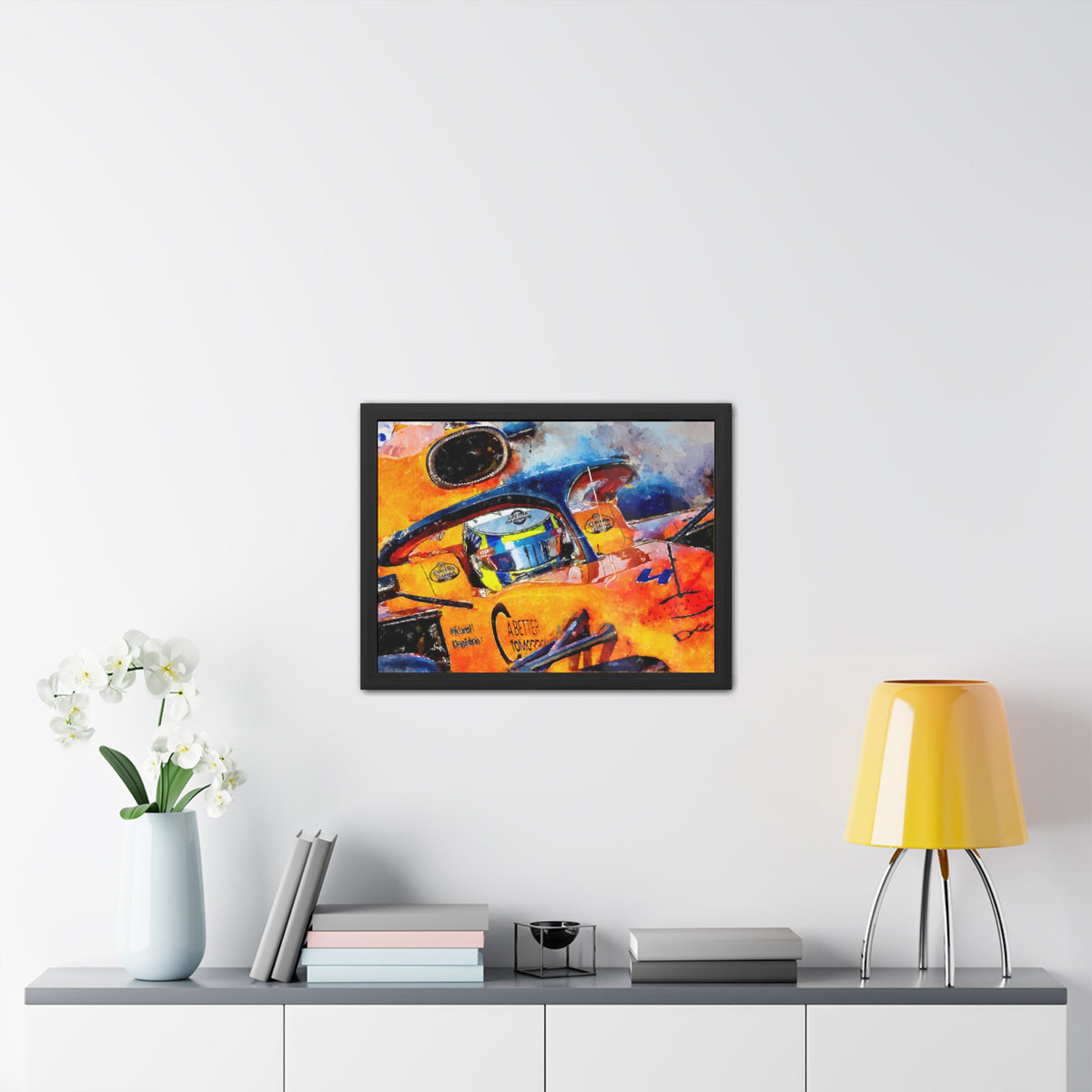 Lando Norris F1 Masterpiece: Framed Watercolour Fine Art Print Poster - Ready to Hang, Wall Art Formula One Gift