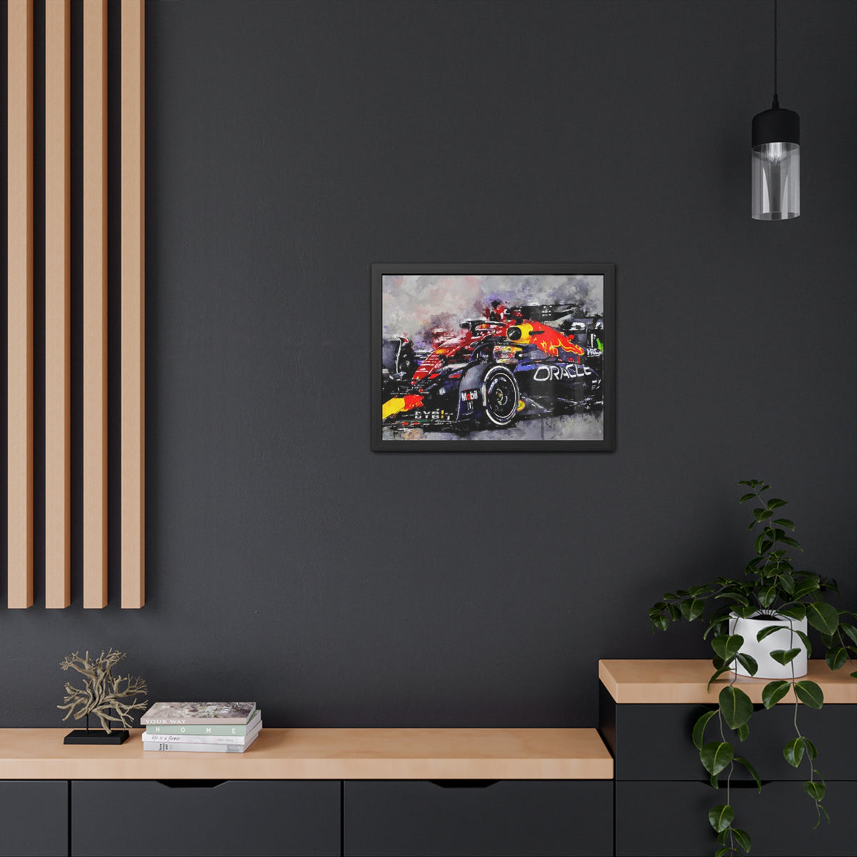 Drive into the Roar: Framed Watercolour F1 Fine Art Print - Ready to Hang, Wall Art Formula One Gift.