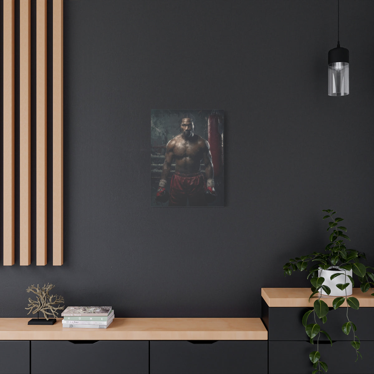 Lennox Lewis: Dynamic Boxing Brilliance - Stretched Canvas Fine Art Boxing Print Poster, Ready to Hang, Wall Art Boxing Gift