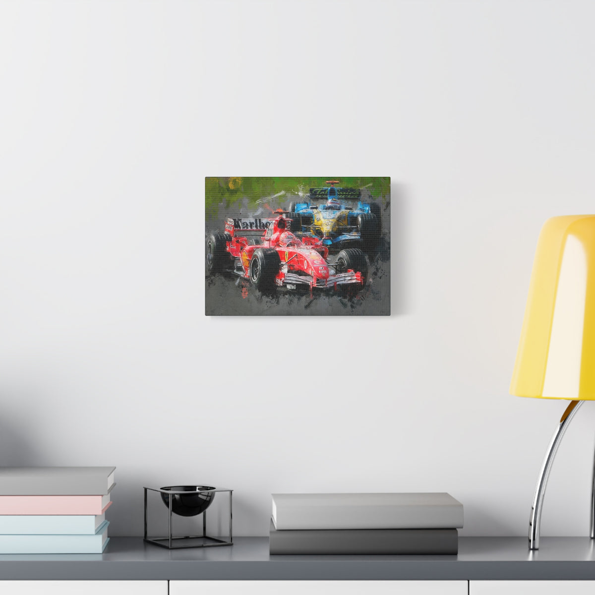 Race Day Drama: Stretched Canvas F1 Fine Art Print Poster - Ready to Hang, Wall Art Formula One Gift