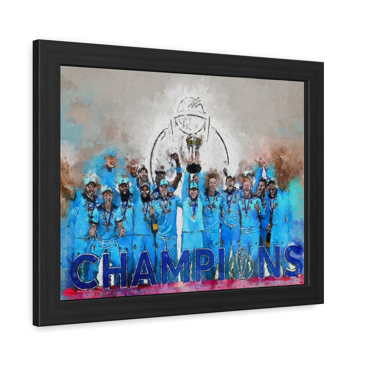 2019 Cricket World Cup Glory: England's Triumph in a Watercolour Fine Art Print, Ready to Hang Wall Art Cricket Gift.