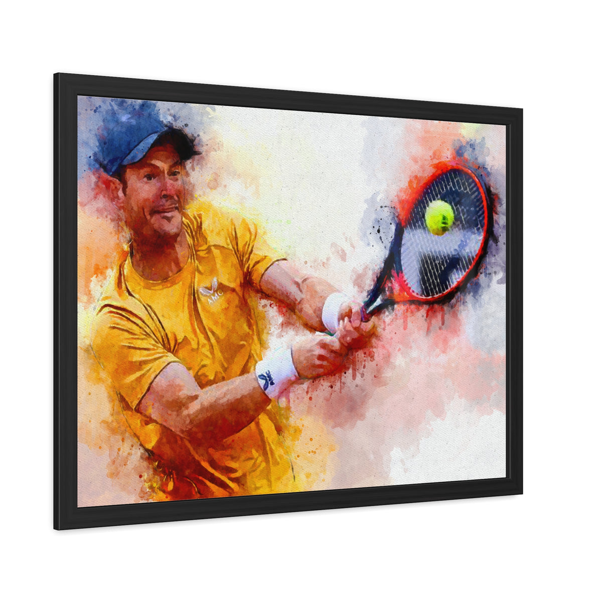 Andy Murray Expressionist Portrait: Ready to Hang Framed Watercolour Fine Art Painting Print Poster, Tennis Wall Art, Tennis Fan Gift