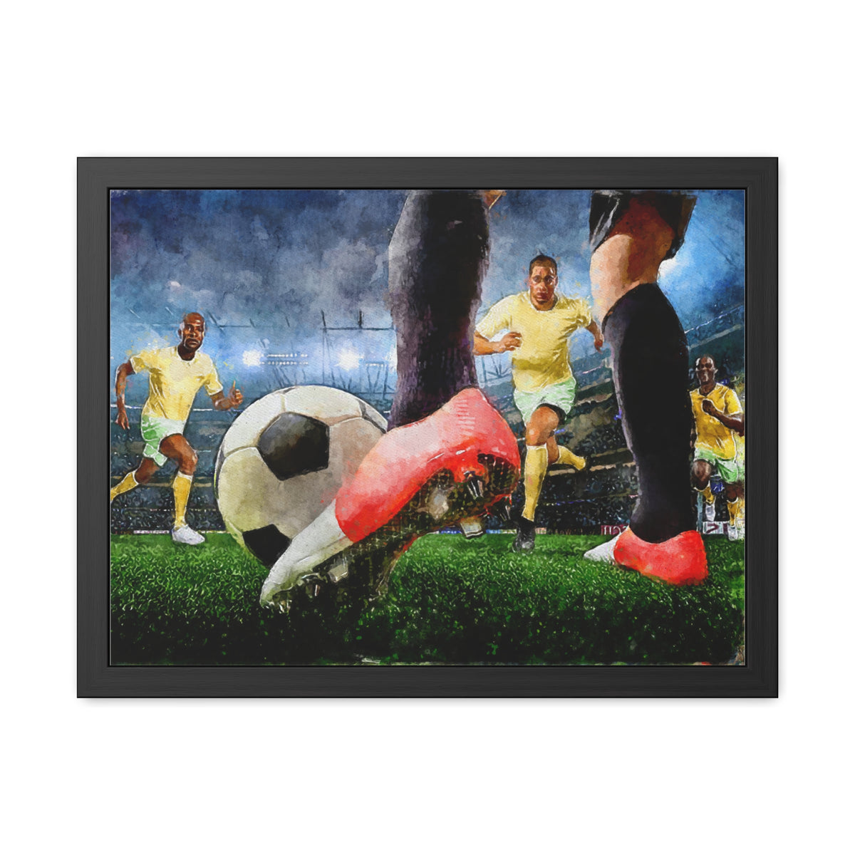Soccer Player Expressive Art Captures Match Day Magic! Ready to Hang Framed Watercolour Fine Art Painting Print Poster, Soccer Fan Gift