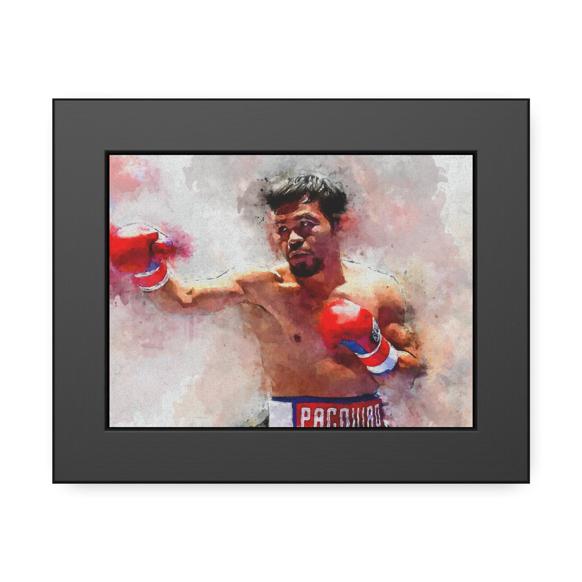 Pacquiao's Fierce Boxing Spirit - Framed Watercolour Fine Art Boxing Print Poster. Ready to Hang, the Ultimate Wall Art and Boxing Gift