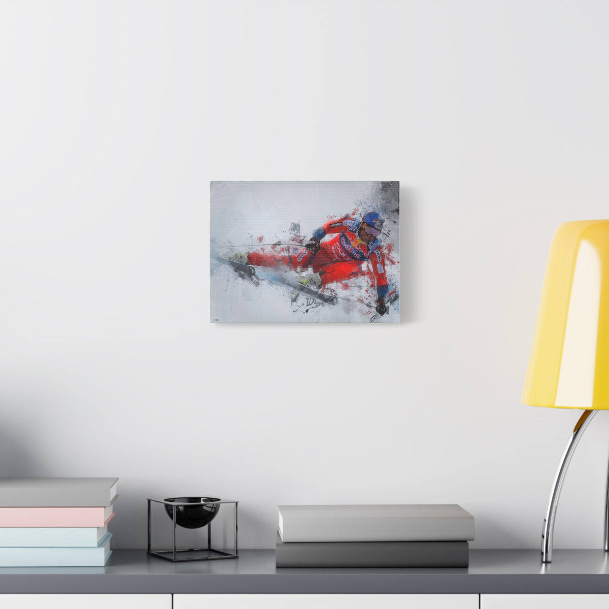 Captivating Aksel Lund Svindal Skiing Painting Print - Stretched Canvas Skiing Fine Art Print Poster- Ready to Hang Wall Art, Skier Gift