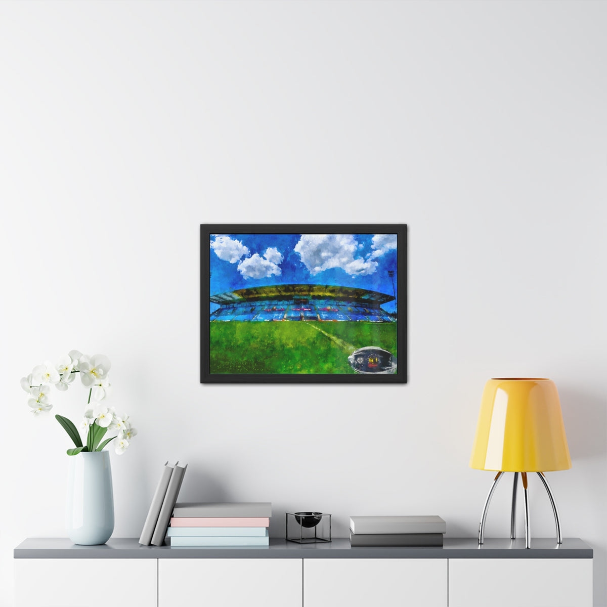 Sandy Park Reverie: Exeter Chiefs Expressionist Painting - Ready to Hang Framed Rugby Print, Stadium Ground Wall Art, Chiefs Rugby Fan Gift