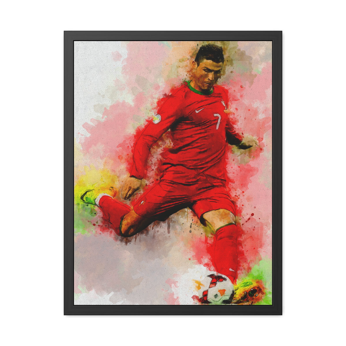 Cristiano Ronaldo Expressionist Modern Art Watercolour Portrait - Football Legend Ready to Hang Framed Watercolour Fine Art Painting Print Poster, Football Wall Art, Soccer Fan Gift