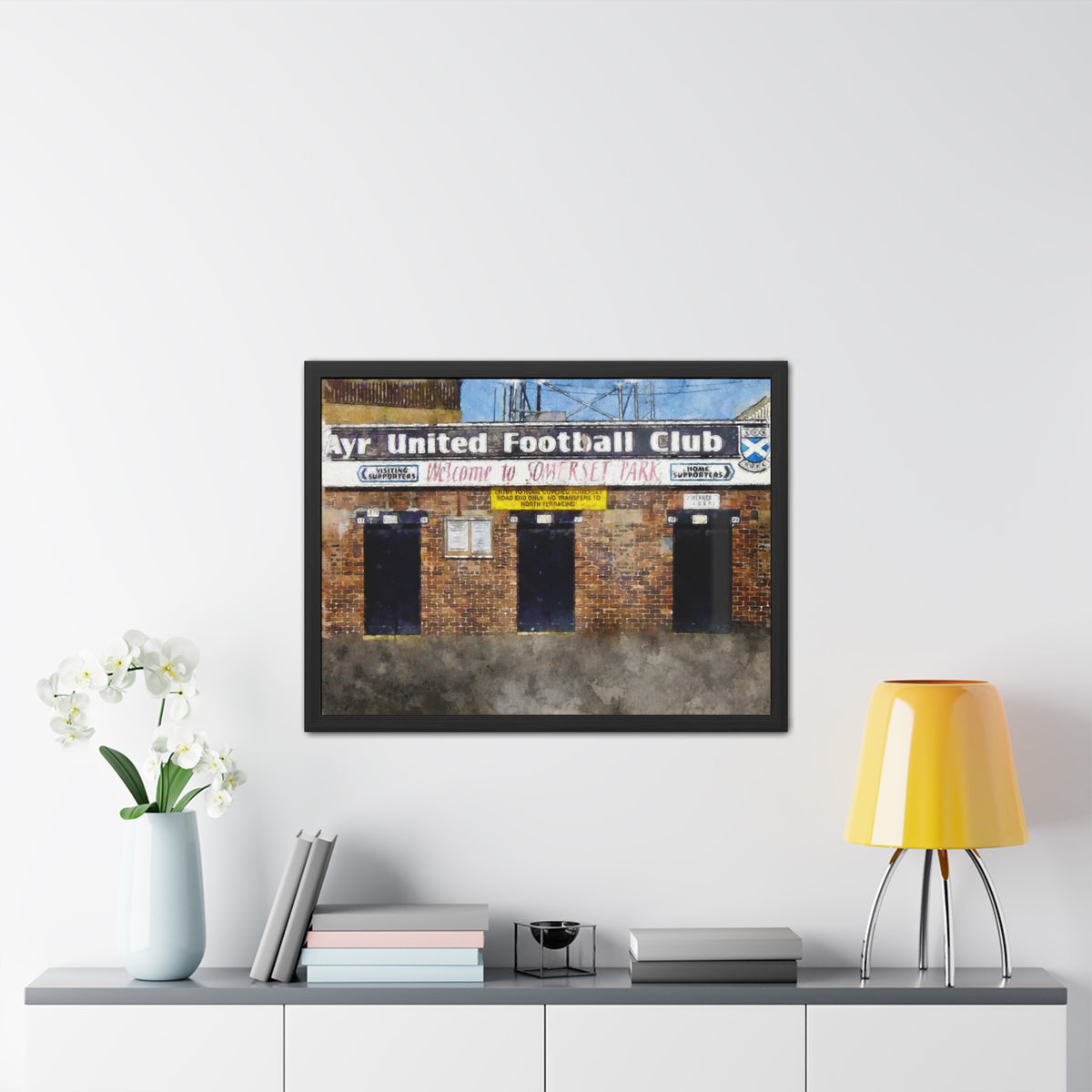 Ayr United Somerset Park Watercolour Painting ,Ready to Hang Framed Watercolour Fine Art Painting Print Poster, Football Wall Art, Soccer Fan Gift