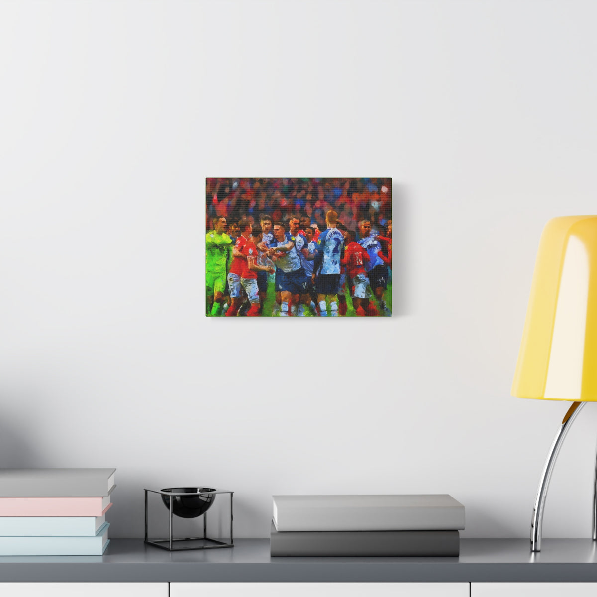 Blackpool vs. PNE Derby Ready to Hang Framed Impressionist Fine Art Painting Print Poster, Football Wall Art, Soccer Fan Gift
