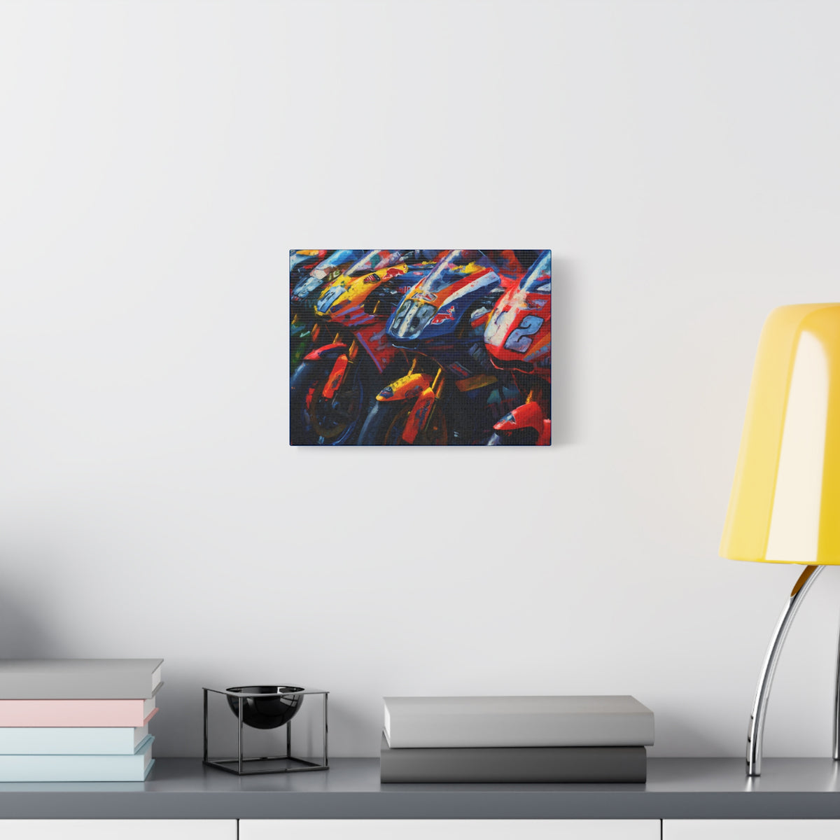 Impressionist MotoGP Bike Lineup Stretched Canvas Fine Art Print Poster, Ready to Hang, Wall Art MotoGP Gift