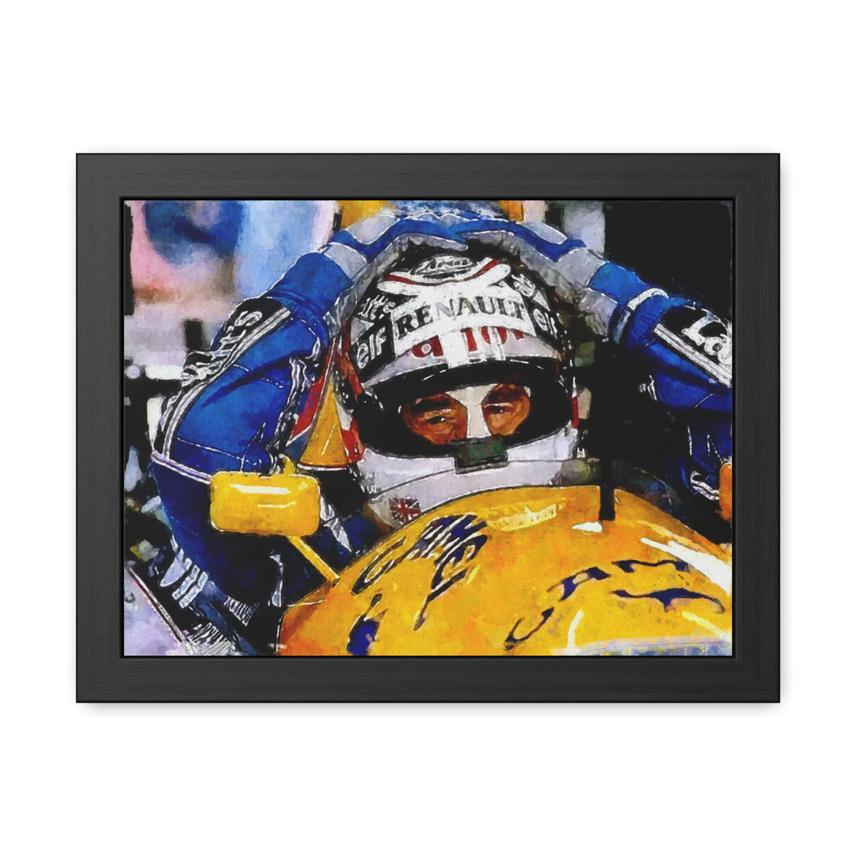 Nigel Mansell: Speed in Brushstrokes - Framed Watercolour F1 Fine Art Print Poster, Ready to Hang, Wall Art Formula One Gift
