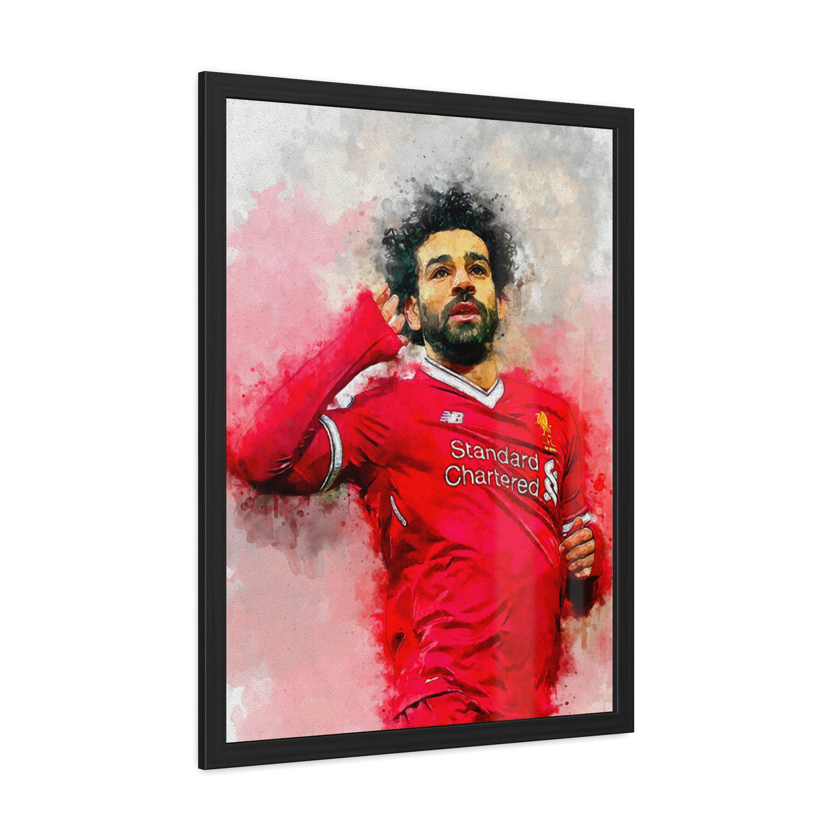 Celebrate Mohamed Salah with Expressionist Modern Art, Framed Watercolour Print Portrait, Premier League Champion, Ready to Hang Framed Watercolour Fine Art Painting Print Poster, Football Wall Art, Soccer Fan Gift