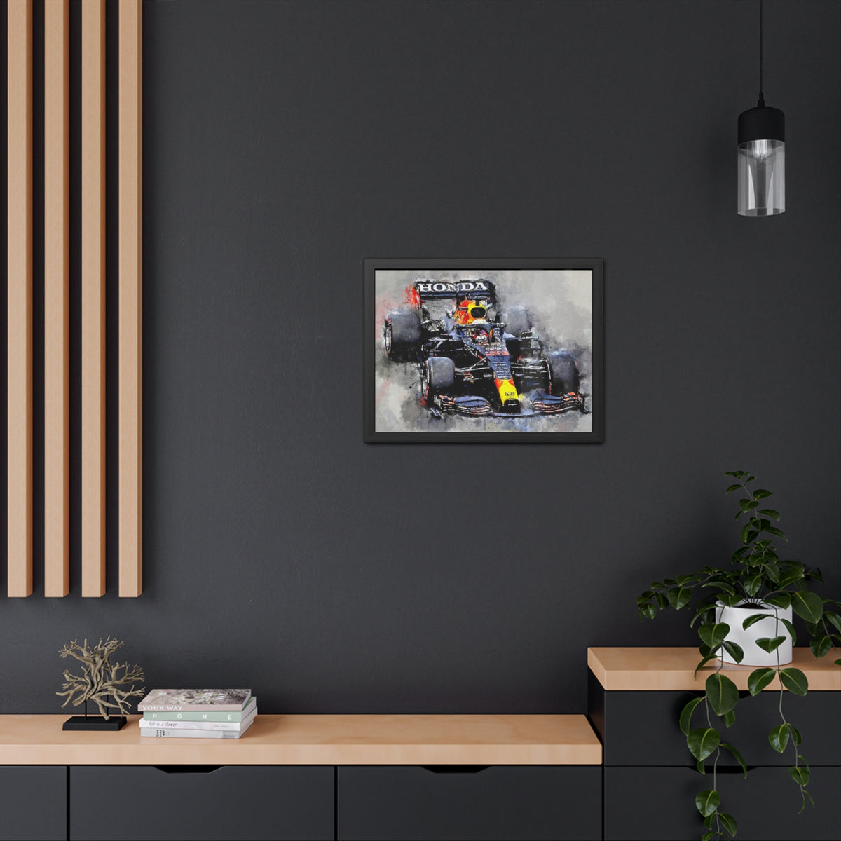 Embark on a Thrilling Red Bull Ride: Framed Watercolour F1 Fine Art Print - Ready to Hang, Wall Art Formula One Gift.