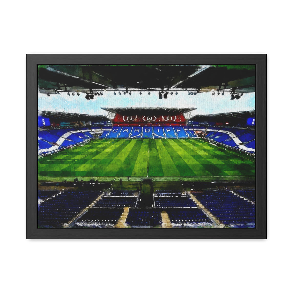 Cardiff City Stadium. Ready to Hang Framed Watercolour Fine Art Painting Print Poster, Football Wall Art, Soccer Fan Gift