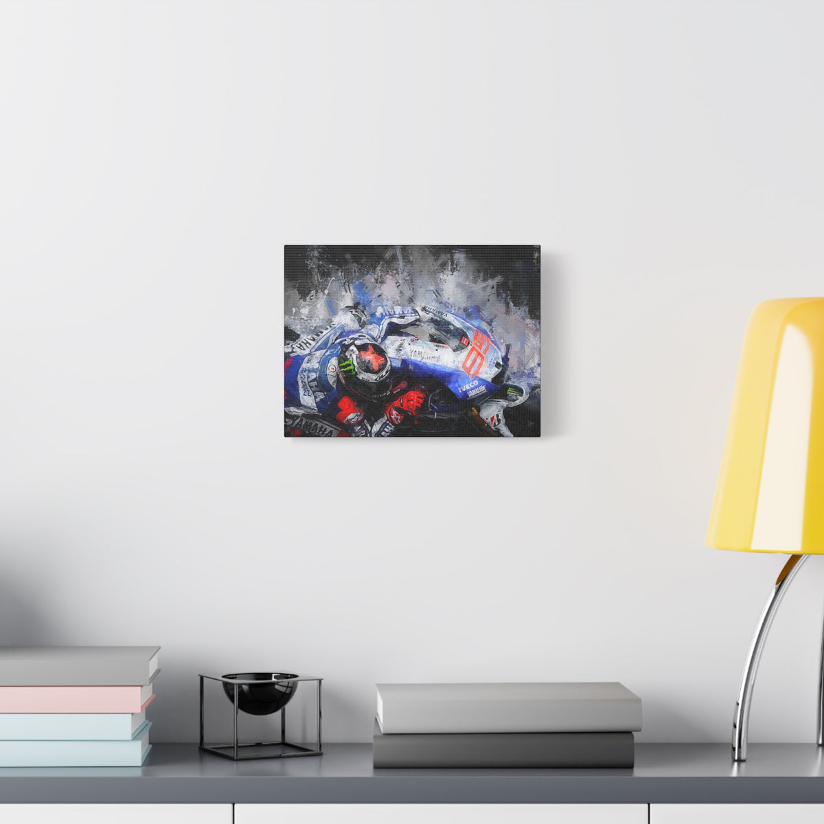 Ride the Rush with Jorge Lorenzo : Stretched Canvas Fine Art MotoGP Print Poster - Ready to Hang, Wall Art MotoGP Gif