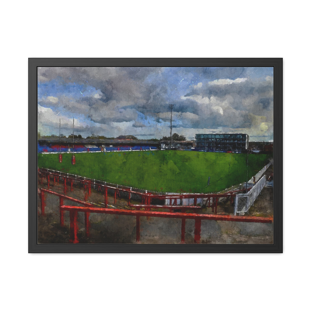 Belle Vue Reverie: Wakefield Painting - Ready to Hang Framed Fine Art Rugby Print Poster, Wildcats Rugby Fan Gift