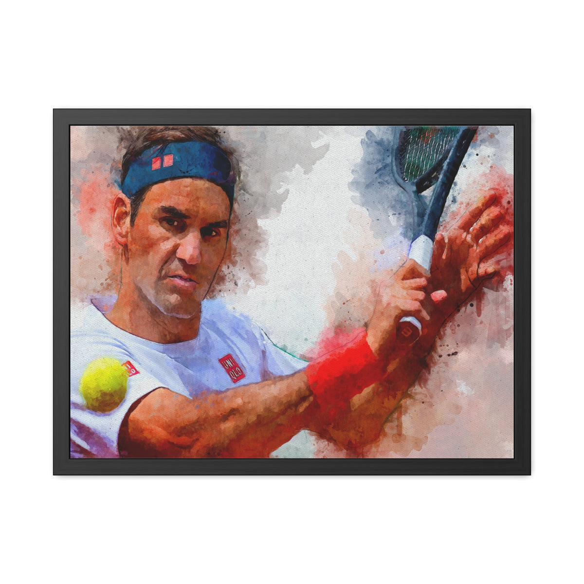 Roger Federer Tennis Legend Art: Ready to Hang Framed Watercolour Fine Art Painting Print Poster, Tennis Wall Art, Tennis Fan Gift