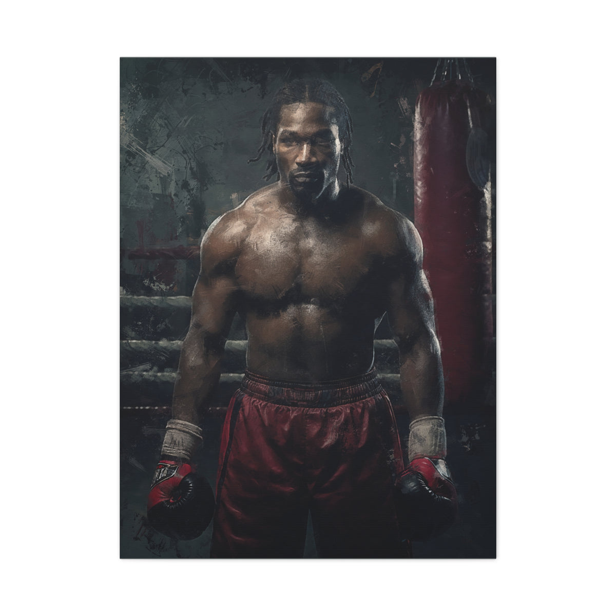 Lennox Lewis: Dynamic Boxing Brilliance - Stretched Canvas Fine Art Boxing Print Poster, Ready to Hang, Wall Art Boxing Gift