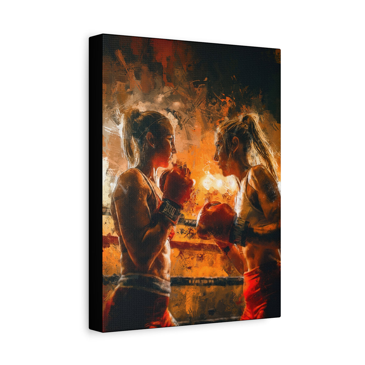 Dynamic Duels: Canvas Framed Fine Art Print Poster - Ready to Hang, Wall Art Boxing Gift