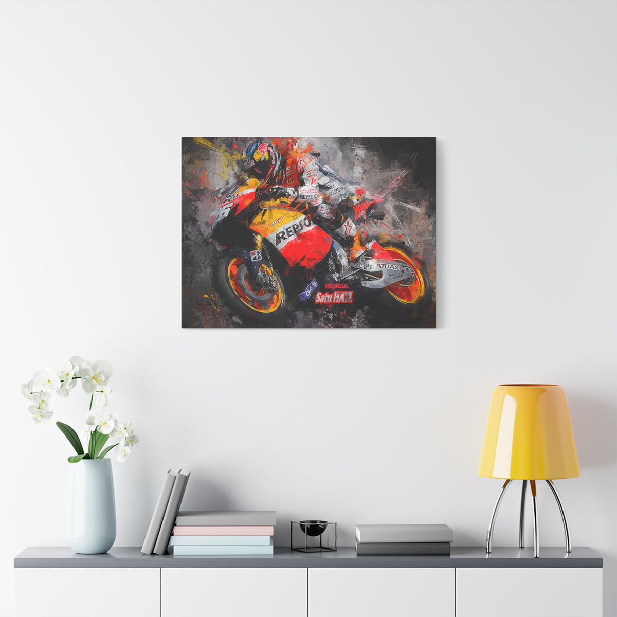 Experience the Thrill: Stretched Canvas Fine Art MotoGP Print Poster - Ready to Hang, Wall Art MotoGP Gift