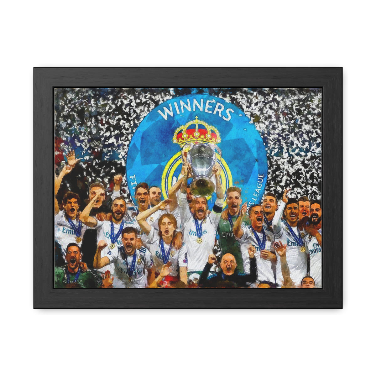 Champions League Winners 2018 Real Madrid Watercolour Painting, Ready to Hang Framed Art Print Poster, Real Madrid Fan Gift