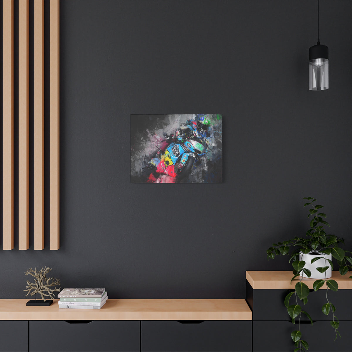 Experience the Roar: Stretched Canvas Fine Art MotoGP Print Poster - Ready to Hang, Wall Art MotoGP Gift