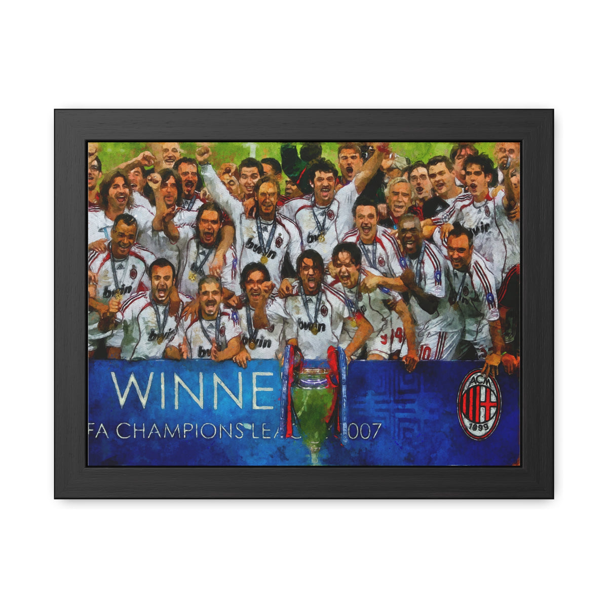 Champions League Winners 2007 AC Milan Watercolour Painting, Ready to Hang Framed Art Print Poster, AC Milan Fan Gift