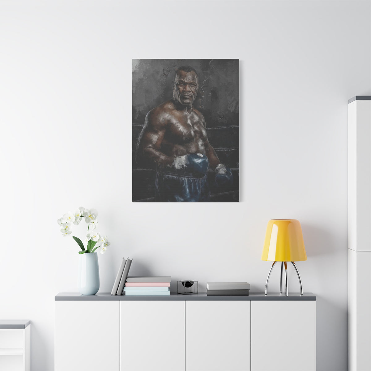 Smokin' Joe Frazier: Stretched Canvas Fine Art Boxing Print Poster - Ready to Hang, Wall Art Boxing Gift