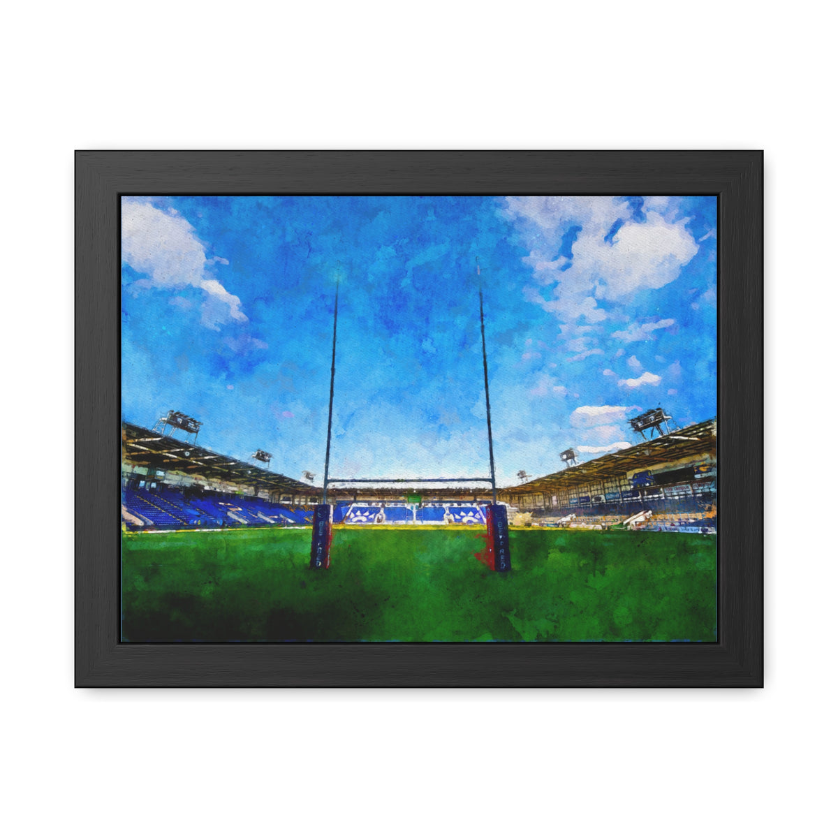Halliwell Harmony: Warrington Painting - Ready to Hang Framed Art Rugby Print Poster, Stadium Ground Wall Art, Wolves Rugby Fan Gift