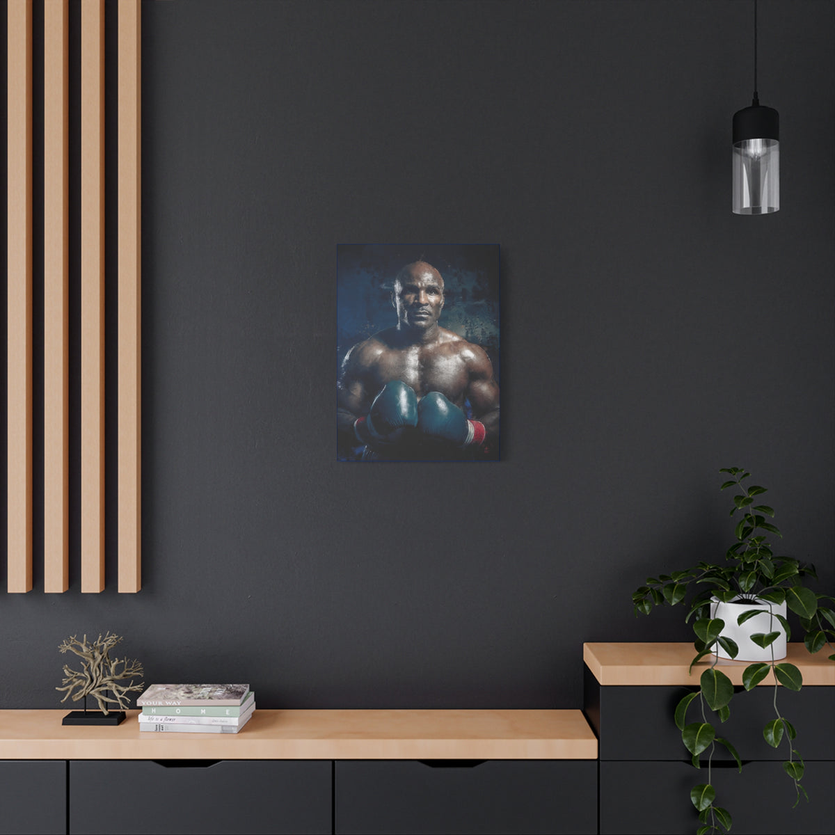 Evander's Essence: Stretched Canvas Fine Art Boxing Print Poster - Ready to Hang, Wall Art Boxing Gift