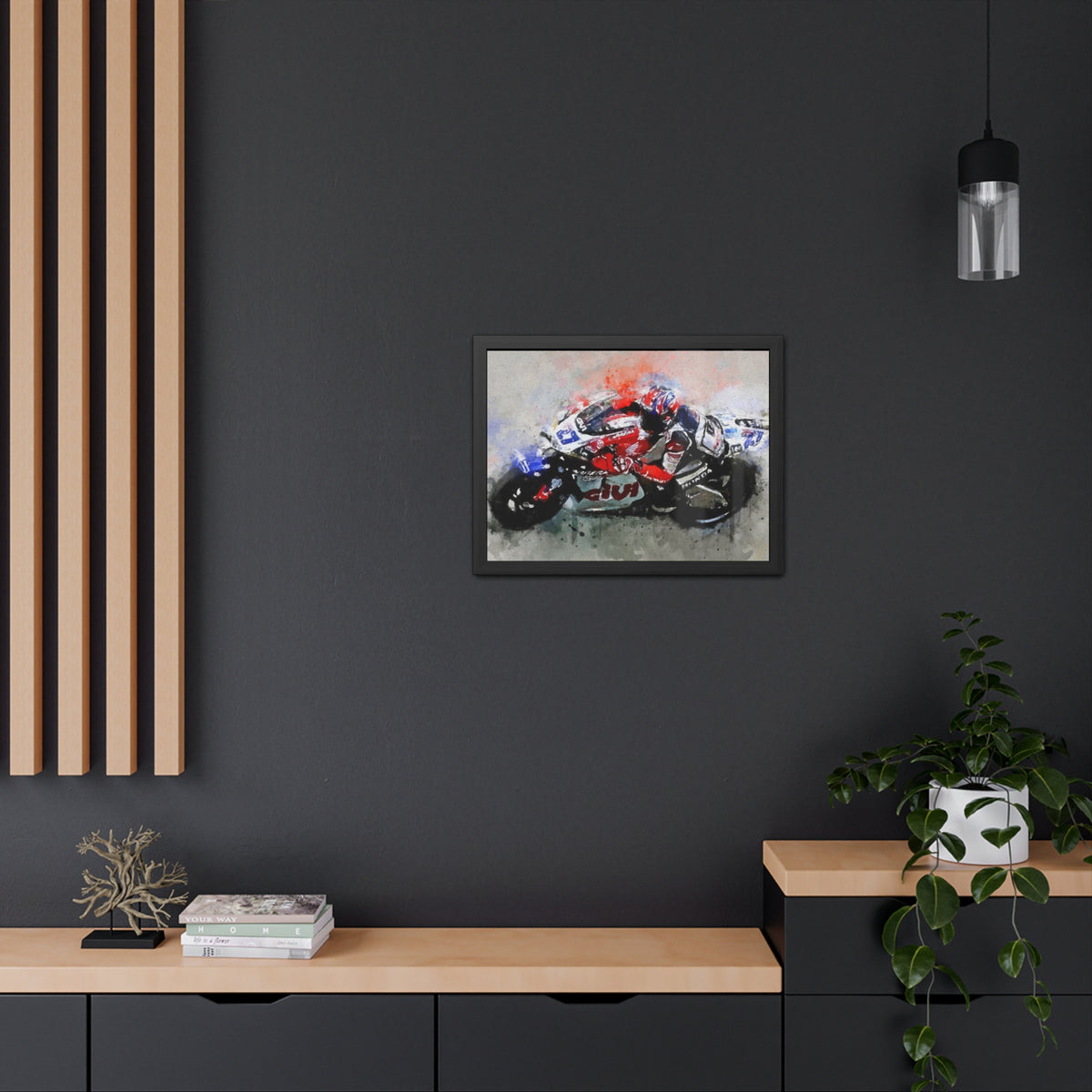 MotoGP Masterpiece: Framed Watercolour Fine Art Print Poster, Ready to Hang, Wall Art, Perfect Gift for Fans of Casey Stoner