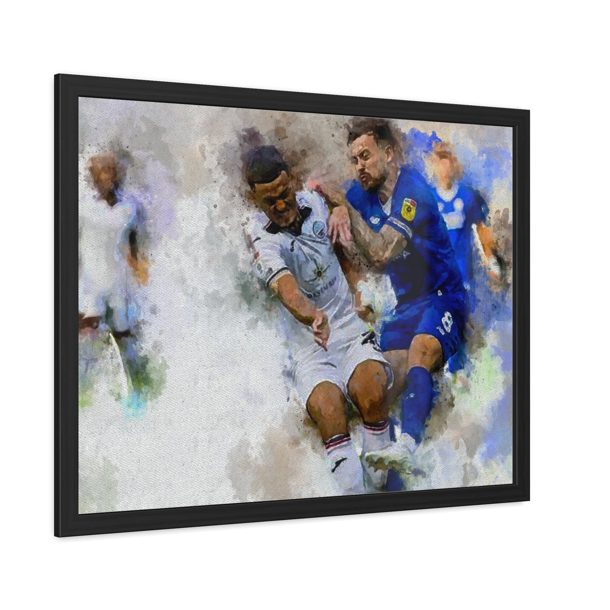 Cardiff vs. Swansea Derby Ready to Hang Framed Watercolour Fine Art Painting Print Poster, Football Wall Art, Soccer Fan Gift