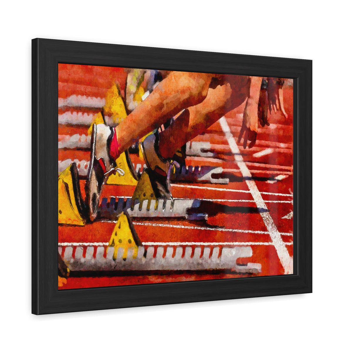 Capture the Sprint Race Thrill - Expressionist Modern Art Watercolour Painting Print, Ready to Hang Framed, Athletics Wall Art, Athletics Fan Gift