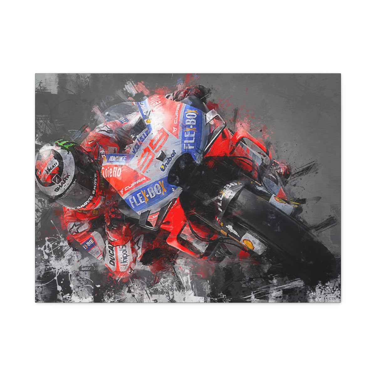 Expressive Speed: Stretched Canvas Fine Art MotoGP Print Poster - Ready to Hang, Wall Art MotoGP Gift
