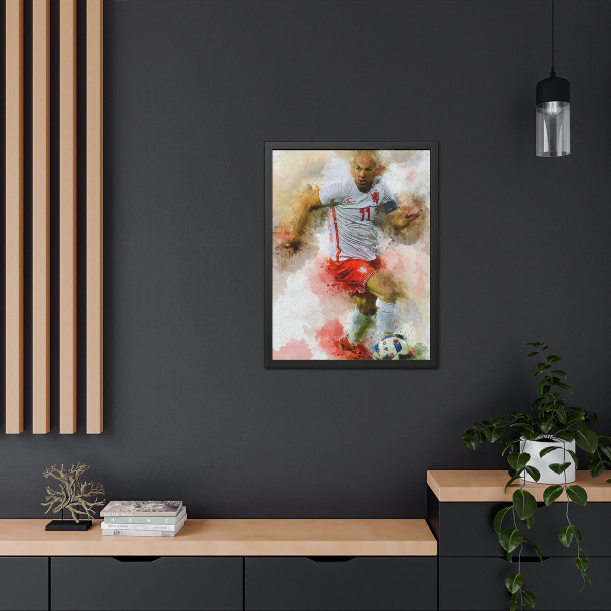 Arjen Robben Expressionist Portrait - Soccer Legend Art! Ready to Hang Framed Watercolour Fine Art Painting Print Poster, Football Wall Art, Soccer Fan Gift