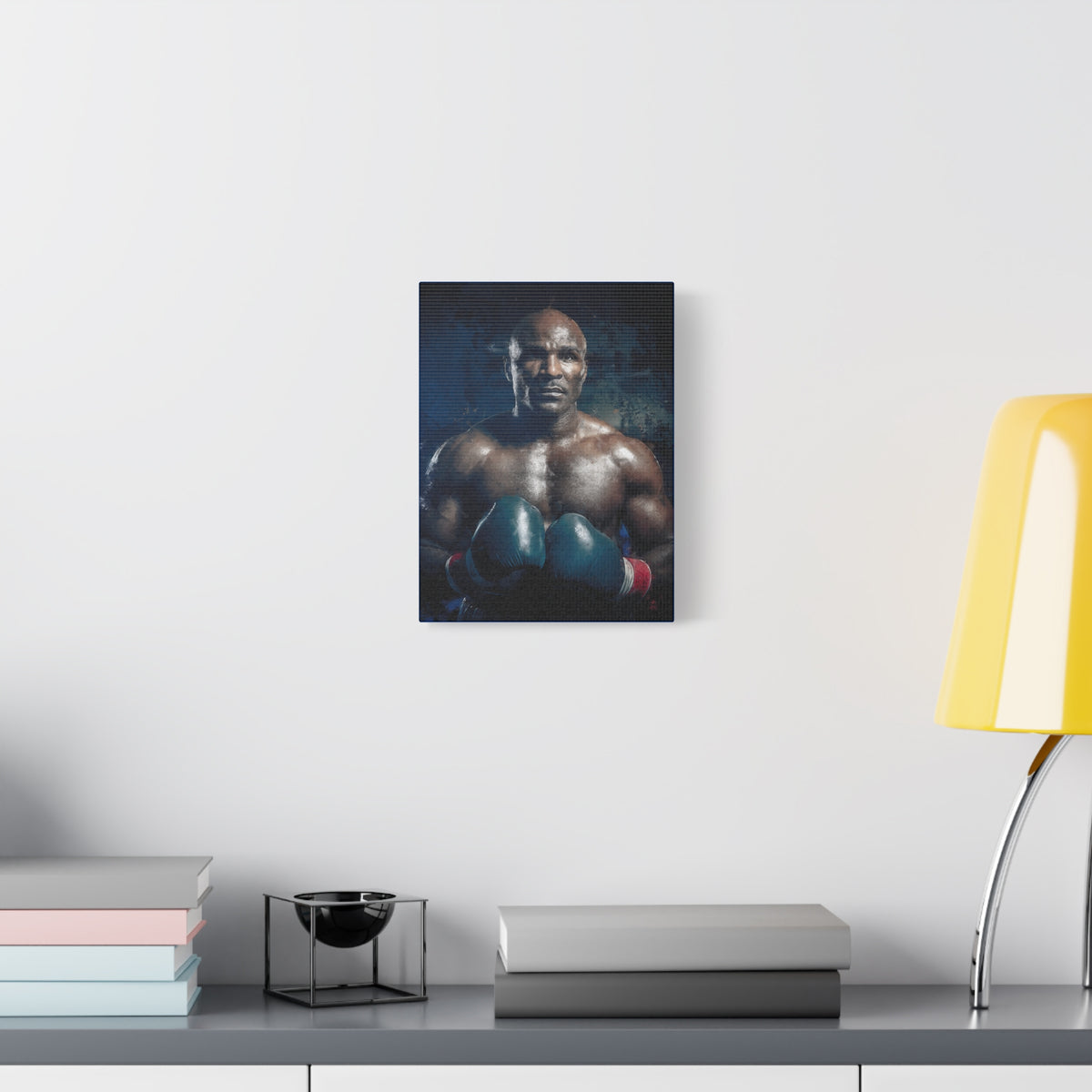 Evander's Essence: Stretched Canvas Fine Art Boxing Print Poster - Ready to Hang, Wall Art Boxing Gift